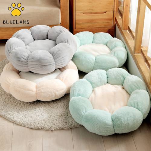 Round Flower Shape Dog Bed Winter Warm Cat Dog Cushion Washable Plush Pet Sleeping Bed Super Soft Kennel Pet Mattress For Dog