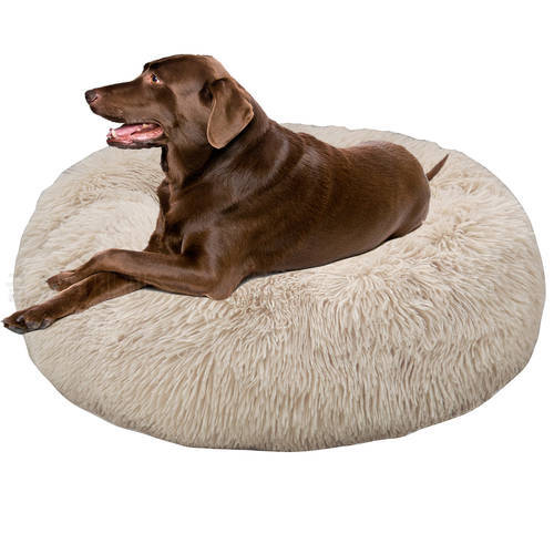 Large Dog Bed with Zipper Round Kennl Pet Bed Cat Mat Long Plush Puppy Donut Dogs House Winter Bed for Small Medium Large Dogs