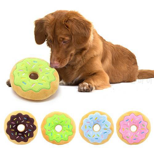 Dog Donuts Plush Pet Dog Toys For Dogs Chew Toy Cute Puppy Squeaker Sound Toys Funny Puppy Small Medium Dog Interactive Toy