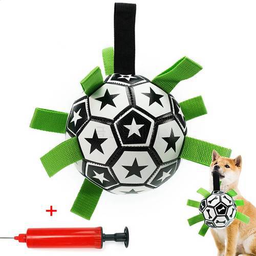 Pet Dog Football Toys Outdoor Interactive Training Toys With Grab Tabs Chew Balls Pet Supplies With Air Pump Dog Accessories