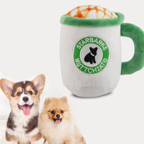 Creative Dog Toys Starbulks Cup Pet Toy Plush Filled Coffee Cups Shape Puppy Toy Squeaky Bite-Resistant Pet Supplies