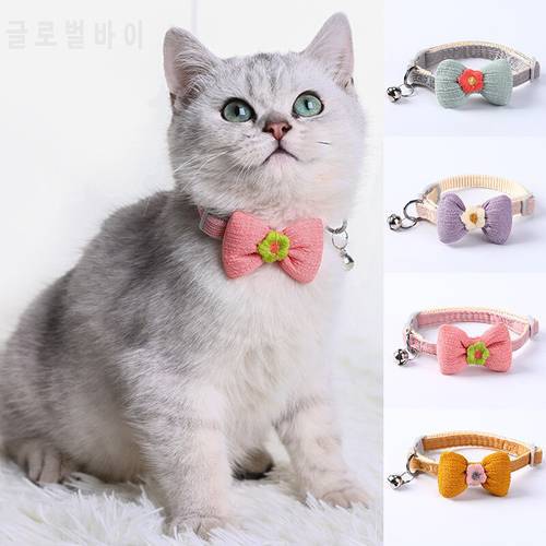 Fashion Pets Dog Collar Adjustable Cat Bow Collar With Bell Sweet Princess Style Universal Necklace Pet Accessories