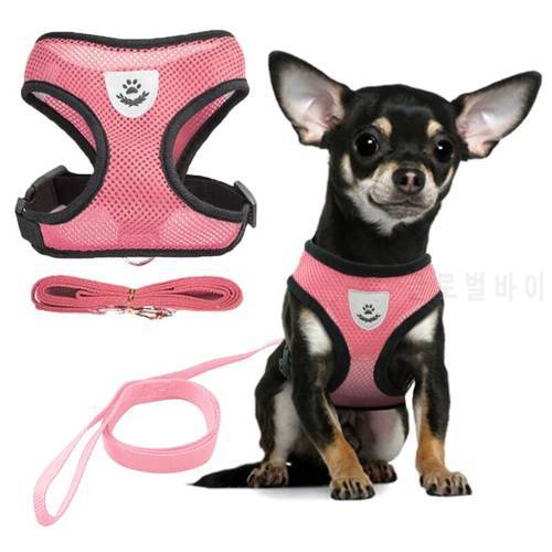 Pet Harness And Leash Set Reflective Breathable Adjustable Vest With Light For Cat Rabbit Small Medium Dogs Supplies S/M/L/XL