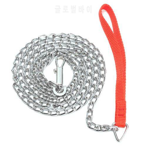 1.6m Heavy Duty Metal Chain Dog Puppy Walking Lead Leash Clip Red Handle Promotion