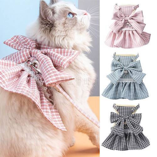 Cat Dog Harness Adjustable Vest Walking Lead Leash For Puppy Dogs Collar Breathable Mesh Plaid Harness For Small Medium Pets