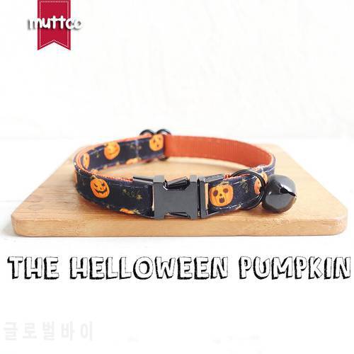 MUTTCO retail with black high quality metal buckle collar for cat THE HELLOWEEN POMPKIN design cat collar 2 sizes UCC086H