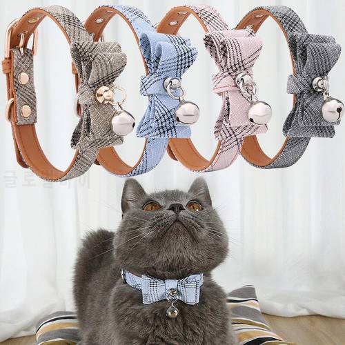 Bow-knot Cat Bell Collar Adjustable Dog Collar Easy Wear Buckle Lovely Pets Decor Accessories Dogs Cats Necklace