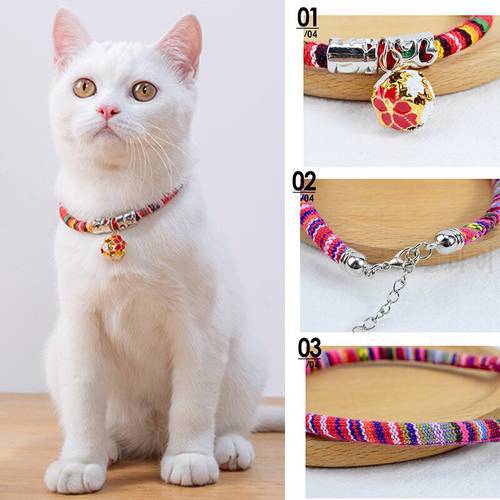 Colorful Bohemian Style Pet Collars Suitable For Cats Rabbits Adjustable Funny Cute Ethnic Pet Collar With Bell Pet Supplies