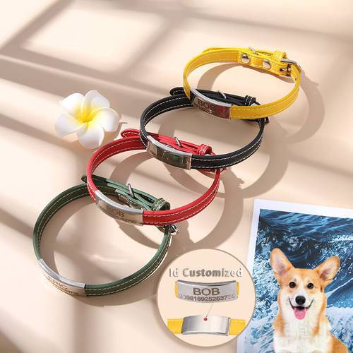 Custom Dog Cat Collars Personalized Pet Collar With Free Engraved ID Tag Nameplate Adjustable Fashion Pet Necklace For Dogs Cats
