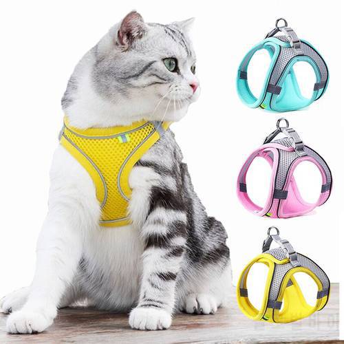 Breathable Cat Collar Harness Vest Polyester Reflective Kitten Puppy Small Dog Chihuahua Necklace Mesh Pet Chest Accessories New