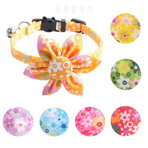 Summer Flower Bowknot Cats Collar Adjustable Safety Buckle Puppy Chihuahua Bow Tie Kitten Necklace Pets Accessories Supplies