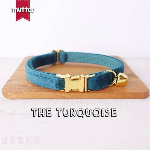 MUTTCO retail with platinum high quality metal buckle collar for cat THE TURQUOISE design cat collar 2 sizes UCC097B