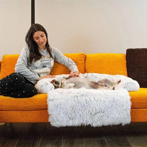 Winter Warm Large Dog Bed Pet Sofa Mat Cat Beds Long Plush Dogs House Floor Furniture Protector Calming Sleeping Anti-Slip Pad
