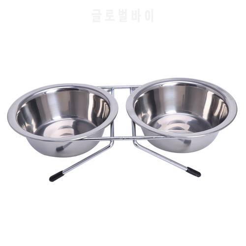 2019 New 1PC Stainless Steel Double Pet Bowls Dog Cat Water Food Non Slip Feeding Station Pet Supplies 11cm/13cm