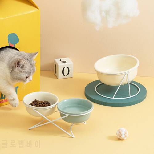 Double Cat Bowl Dog Bowl Pets Feeding Water Bowl For Dogs Ceramic Pet Bowls Cats Food Water Feeder drinker For Dogs Pet Supplies