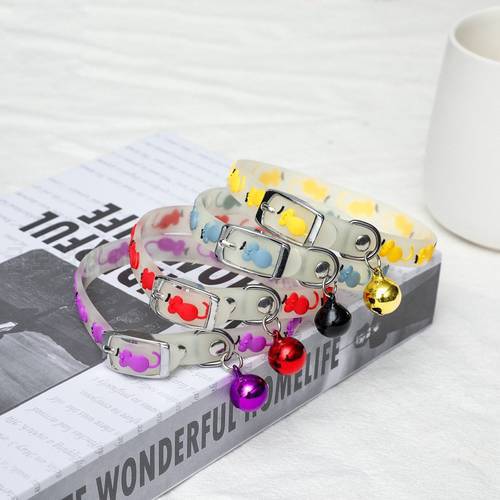 Fashion Pet Glowing Collars with Bells Glow at Night Dogs Cats Necklace Light Luminous Neck Ring Accessories Shipping
