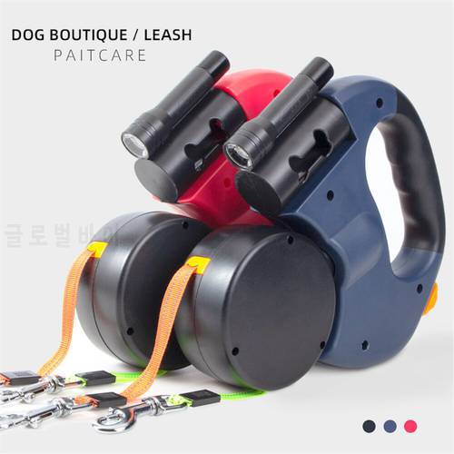 Retractable Dual Dog Leash 2 Pet Leads Rope Auto Flexible Cat Dog Traction Rope 360 Rotation Double Pet Leash Pet Supplies