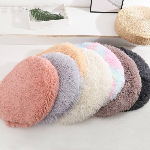 Round Pet Dog Bed Mat Long Plush Soft Fluffy Pet Cushion Cats Bed Blanket Pad For Small Medium Large Dogs Cats Sleeping Supplies