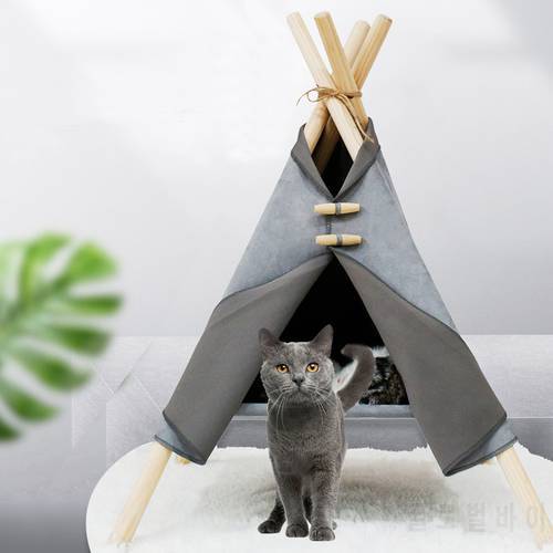 Pet Tent Cat House Portable Teepee Bed With Thick Cushion And Blackboard Indoor Modern Houses for Puppy Kitten