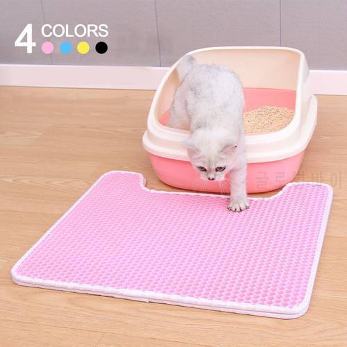 Pet Cat Litter Mat Waterproof EVA Double Layer Cat Litter Trapping For Cats Mat Clean Washable Pets Accessories U type