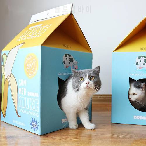 Wholesale Carton Cat House Box Corrugated Case Scratching Board Custom Cute Pet Bed Trainning Indoor Four-Season New Arrival