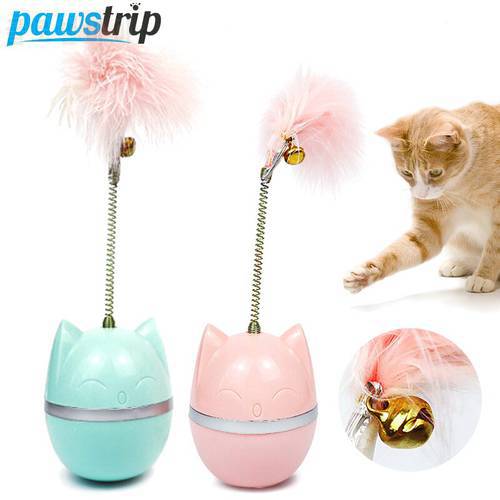 Interactive Cat Toy Tumbler Swing Toys for Cat Funny Teaser Feather Wand Kitten Toy with Bell Training Ball Cat Accessories
