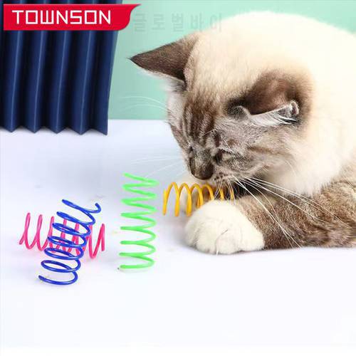 4pc Cat Spring Toy Funny Colorful Spring Jumping Toy Cat Stick Cat Toys Cat Teaser Wand Rod Cat Interactive Toy Pet Cat Supplies