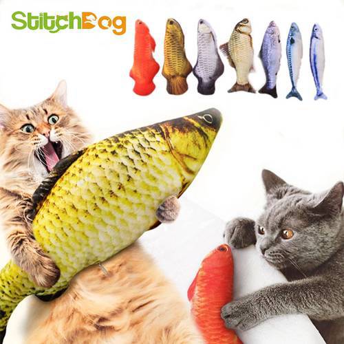 Pet Soft Plush 3D Fish Shape Cat Toy Gifts Fish Catnip Toys Stuffed Pillow Doll Simulation Fish Playing Toy For Pet