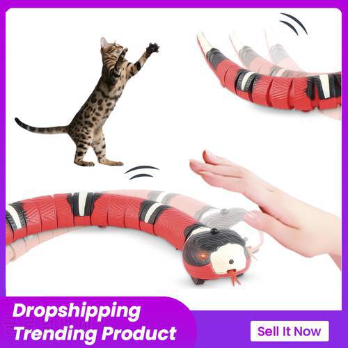 Cat Toys Interactive Smart Sensing Snake Motion For Cats Funny USB Rechargeable Cat Accessories Pet Dogs Play Intelligent Toy