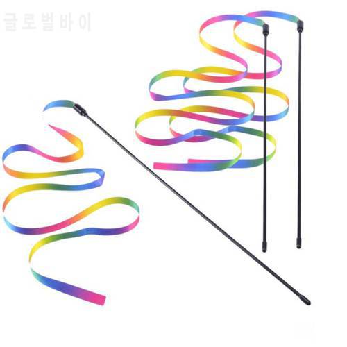 1PC Cat Interactive Toys Funny Cat Stick Double-sided Rainbow Ribbon Funny Cat Stick Cat Self-healing Toys Cat Accessories