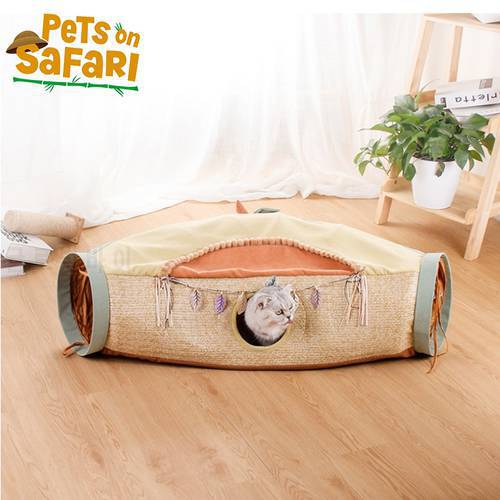 Pet Bed Tunnel Toys 3 Holes Cat Tunnel Bed House Collapsible Funny Four Seasons for Kitten Puppy Pet Interactive Toys