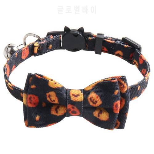 Cat Collar Halloween Lovely Pumpkin Bowknot Tie Adjustable Collar Pet Dog Puppy Cat Kitten Products Accessories