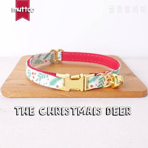 MUTTCO retail with platinum high quality metal buckle collar for cat THE CHRISTMAIS LEAVES design cat collar 2 sizes UCC096B