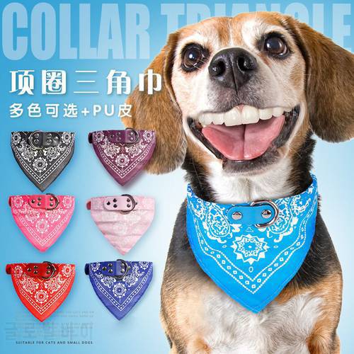 7 colors pet saliva towel cat dog collar triangle towel dual-use small and medium dog teddy pet supplies