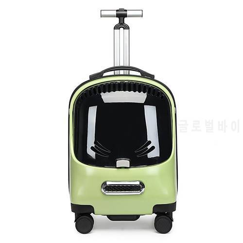 Convenient Pull Rod Goods For Cats Transparent Going Out Pet Trolley Space Capsule Pet Products Breathable Cat Transport Case