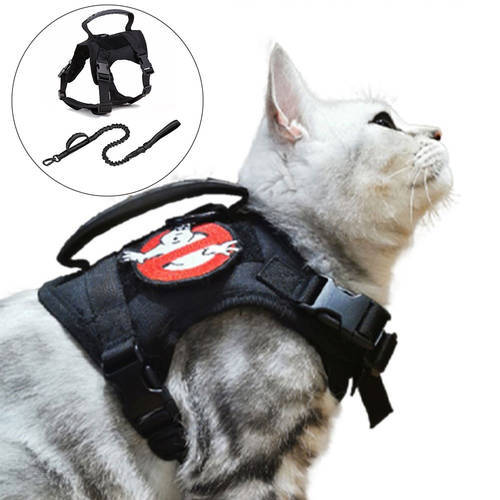 Tactical Cat Harness Vest Nylon Military Training K9 Service Adjustable Cat Puppy Harness Leash Set Small Dog Walking Lead Leash