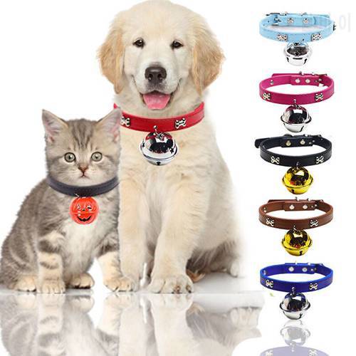 Bone Collar With Big Bell Diameter 4cm Cute Super Cute Wearable Leash Pet Dog Cat Accessories PU Material Is Soft
