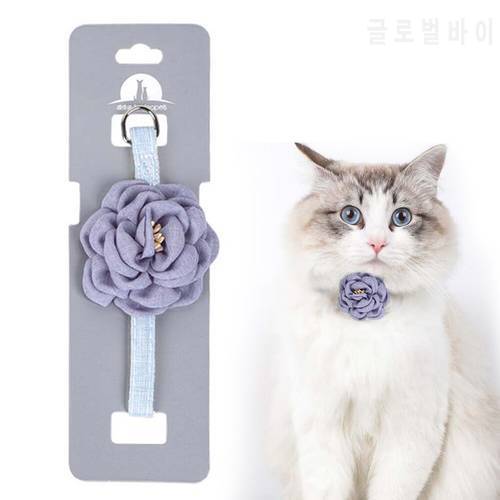 Pet Cat Collars Cute Solid Color Necklace With Flower Small Kitten Cats Adjustable Buckle Pet Outfits Decor Dogs Puppy Supplies