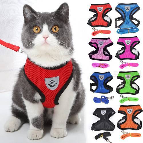Cat Harness Adjustable Harness for Dogs Soft Mesh Chest Strap Safety Collar Outdoor Walking Lead Leash For Puppy Cat Accessories