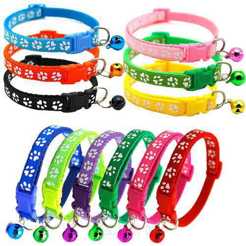 Colorful Cute Bell Pet Collar Adjustable Buckle Cat Collar Pet Supplies Footprint Personalized Kitten Collar Small Dog Accessory