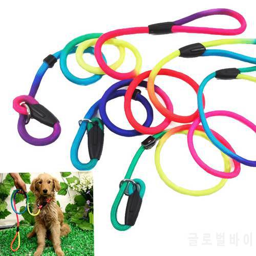 Rainbow Pet Dog Nylon Rope Training Leash Slip Lead Strap Adjustable Traction Collar