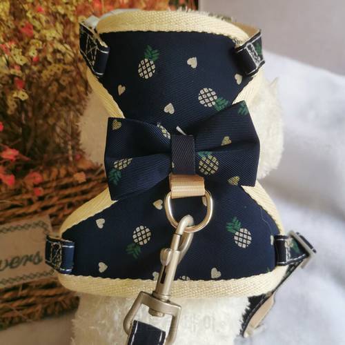 Small Dog Harness Breathable Mesh Chest Strap Cat Leads Print Pet Leash For Puppy And Cats Rabbit Harness Plaid Bow Cat Collars