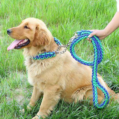 15 Colors Durable Nylon Braided Dog Collar And Leash Set Reflective Walking Training Leash Lead For Pet Training Running Walking