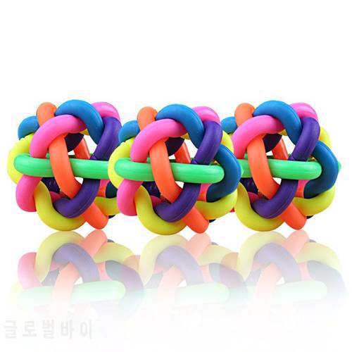 6cm Pet Dog Toys Colorful Rubber Ball Toy for Small Dogs Cat Play Training Chew Ball with Bell Puppy Squeak Toys Dog Accessories