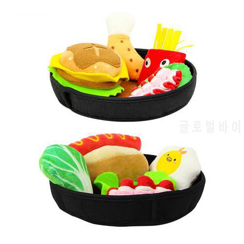 Hamburger Dog Toy Hot Dog Sound Toy Cute Squeak Chicken Meat Vegetable Shape Funny Detachable Set Pet Toy