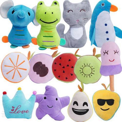 1PC 2021 New Plush Squeaky Animal and Fruit Dog Toys Bite-Resistant Clean Dog Chew Puppy Training Dogs Toy Soft Pet Supplies