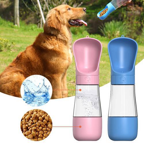 Portable Dog Water Bottle Leak Proof Pet Drinking Bowls Water Food Container BPA Free for Pets Outdoor Walking Hiking Traveling