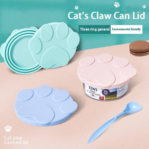 New Portable Silicone Dog Cat Canned Lid 2-in-1Food Sealer Spoon Pet Food Cover Storage Fresh-keeping Lids Bowl Dog Accessories