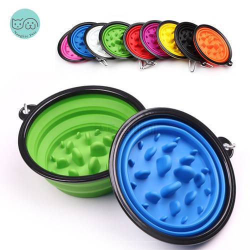 S/L Pet Dog Bowls Foldable Silicone Slow Eating Feeder Prevent Obesity Travel Puppy Food Water Feeding Bowl Container Dish