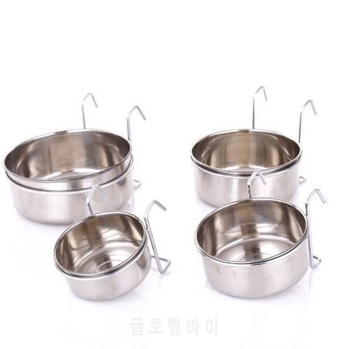 Stainless Steel Hanging Pet Bowls Dog Crate Bowl Food Water Bowls with Hook Cage Coop Cup for Cat Puppy Bird Pets
